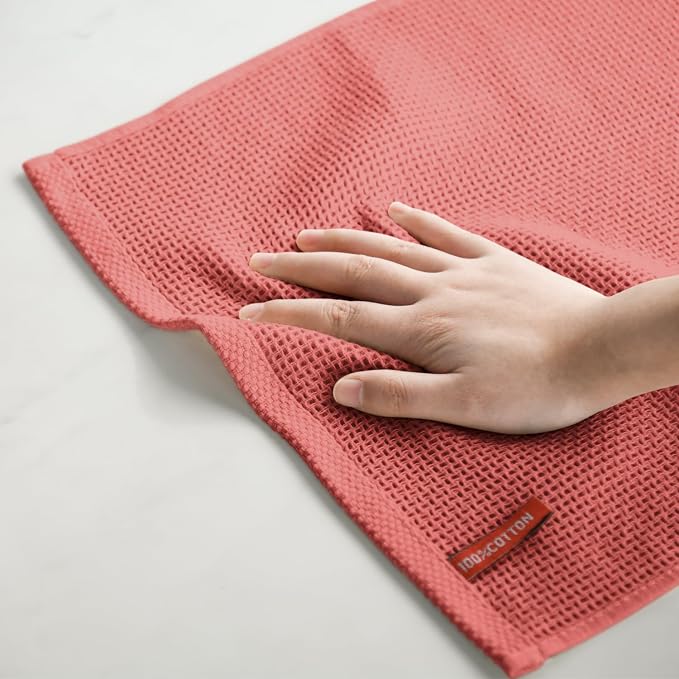 Artoid Mode 100% Cotton Red Waffle Weave Kitchen Dish Cloths, 13x28 Inch Ultra - Image 5