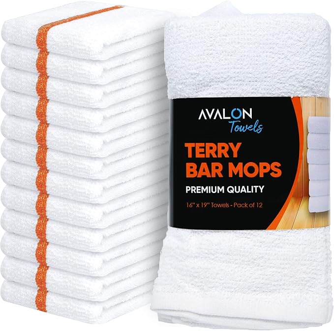 Avalon Towels Terry Bar Mop Towels Size 16"x19" – Absorbent and Durable by AvalonTowels