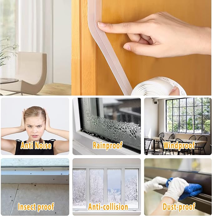 28.9 Ft Door Weather Stripping Door Seal Strip, Silicone Door Draft Stopper - Image 3