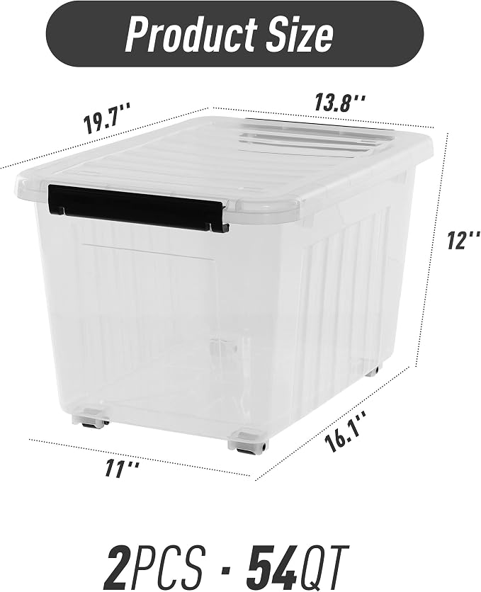 Citylife 54 QT Clear Plastic Storage Bins