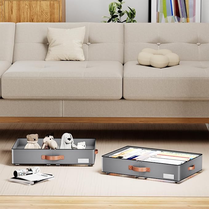 Under bed Storage With Wheels, Low profile 5.5 inches Height Storage Bins - Image 2
