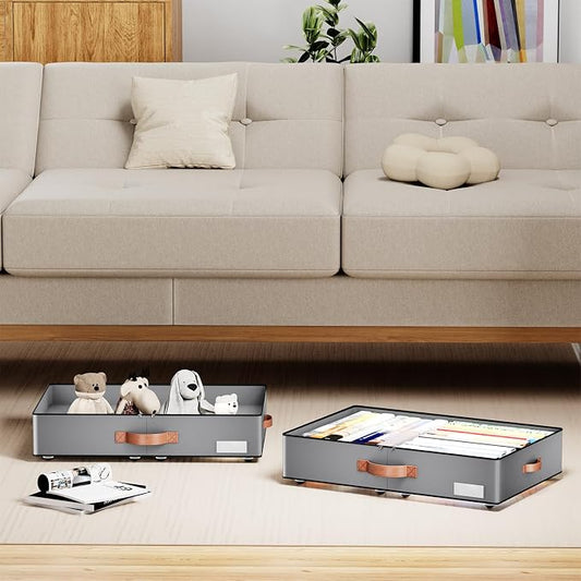 Under bed Storage With Wheels, Low profile 5.5 inches Height Storage Bins - Image 2