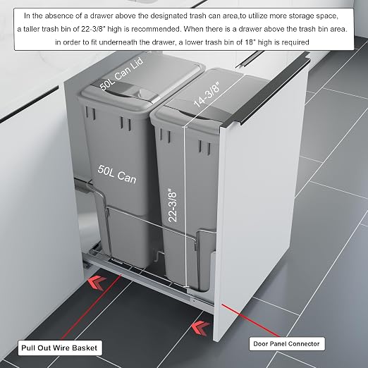 Dowell B18 Aluminum Base Wastebasket Pullout - Image 5