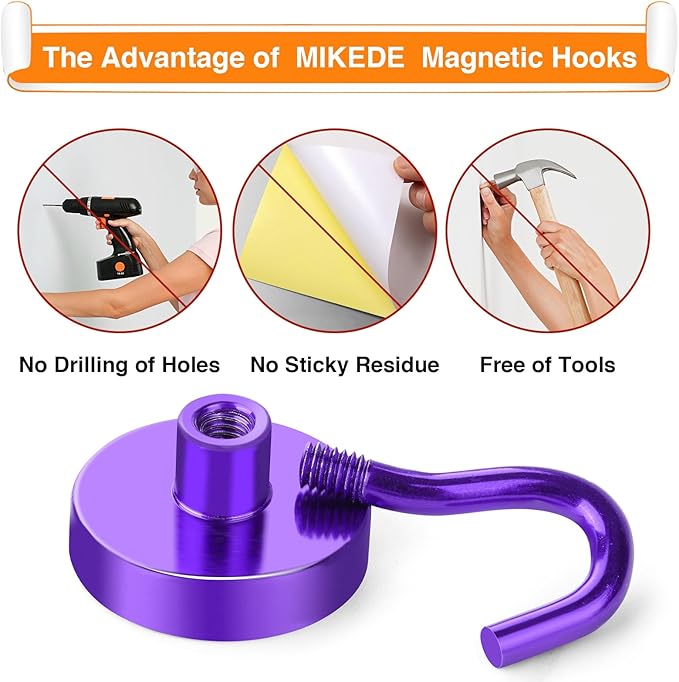 MIKEDE Magnetic Hooks Heavy Duty, 28LB+ Strong Magnets - Image 5
