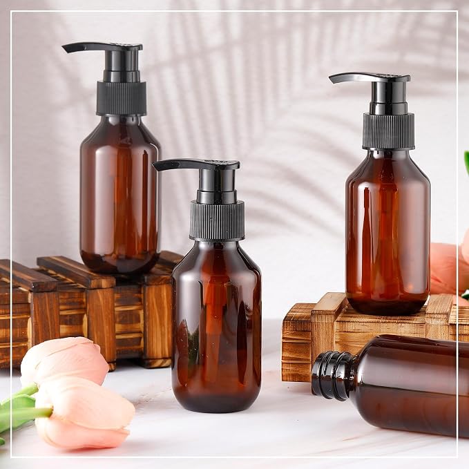 Tessco for you 12 Pack Amber Soap Dispenser Empty Plastic Pump Bottles - Image 3