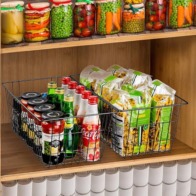 SANNO Freezer Baskets Wire Storage Baskets Closet Baskets Bin Farmhouse - Image 2