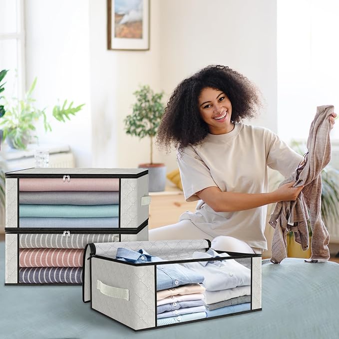 HomeHacks Storage 8-Pack Clothes Organizer Storage Bags Foldable Storage Box - Image 7