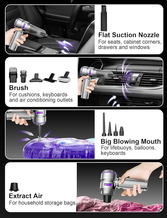 Handheld Car Vacuum Portable Cordless, 15000Pa High Power Handheld Vacuum - Image 3