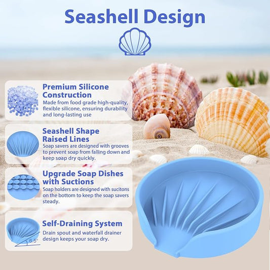 Self Draining Soap Dish, Silicone Suction Cup Soap Holder Tray Savers Container - Image 2