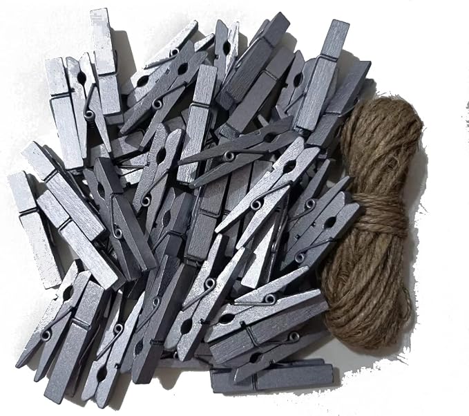 1.8 Inch Silver Wooden Clothespins Hold Picture Photo Clothesline Pins Hanging by Unknown