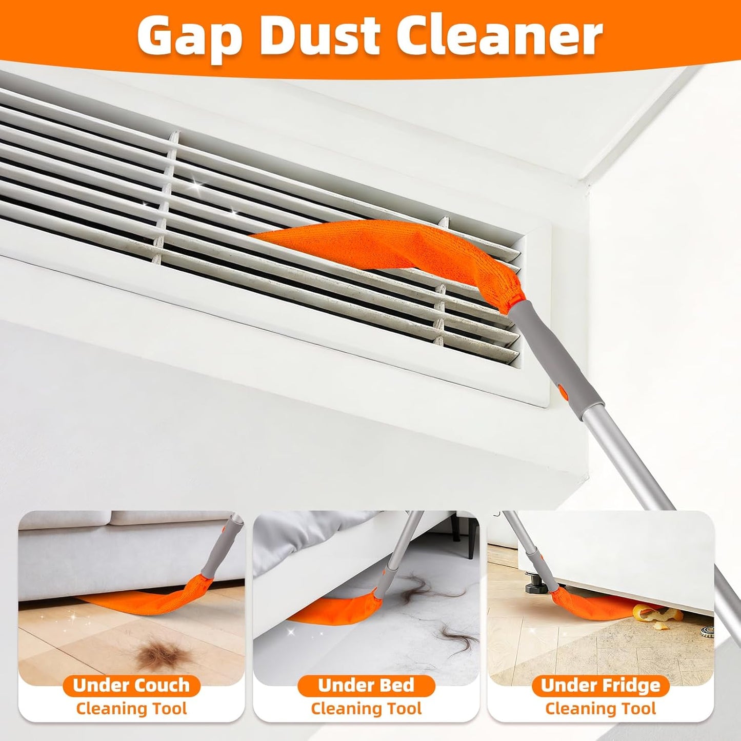Ceiling Fan Cleaner Duster with 6 Ft/77'' Extension Pole Multi-Functional Chenille Duster Cleaner Kit for Cleaning Fan Blade, Baseboard, Blind, Cobweb, High Ceiling Walls - Reusable & Machine Washable