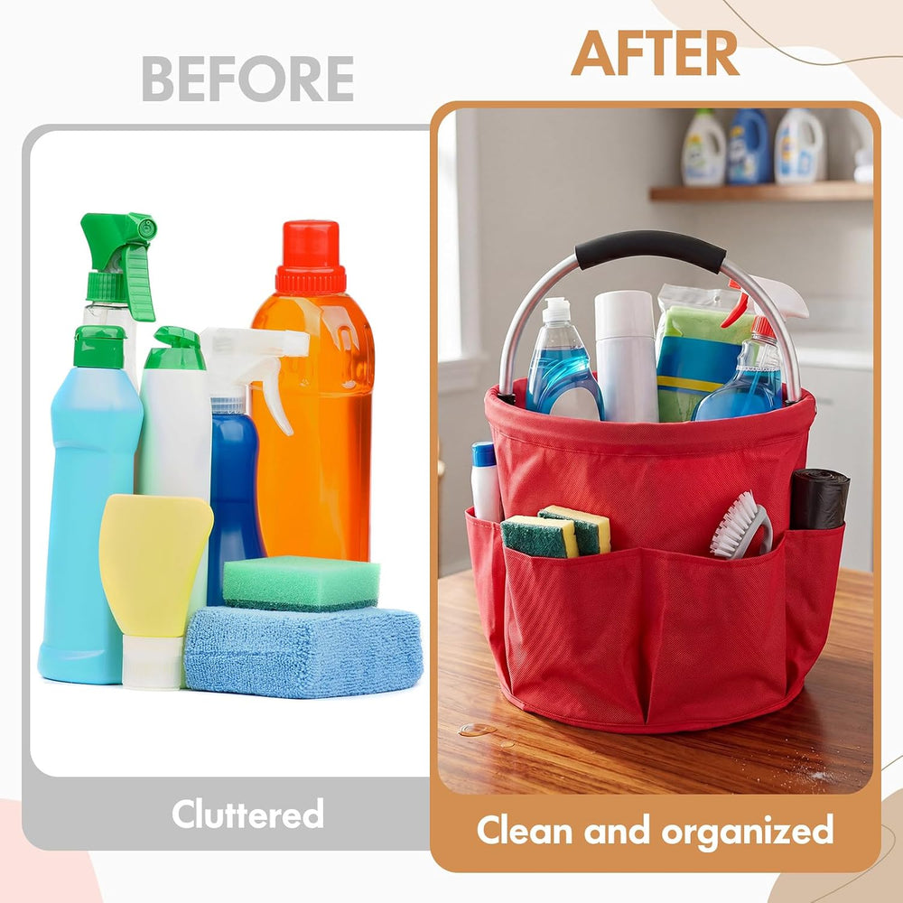LemonRoad 4 Pack Cleaning Caddy with Handle 17L Foldable Cleaning Supplies Or...