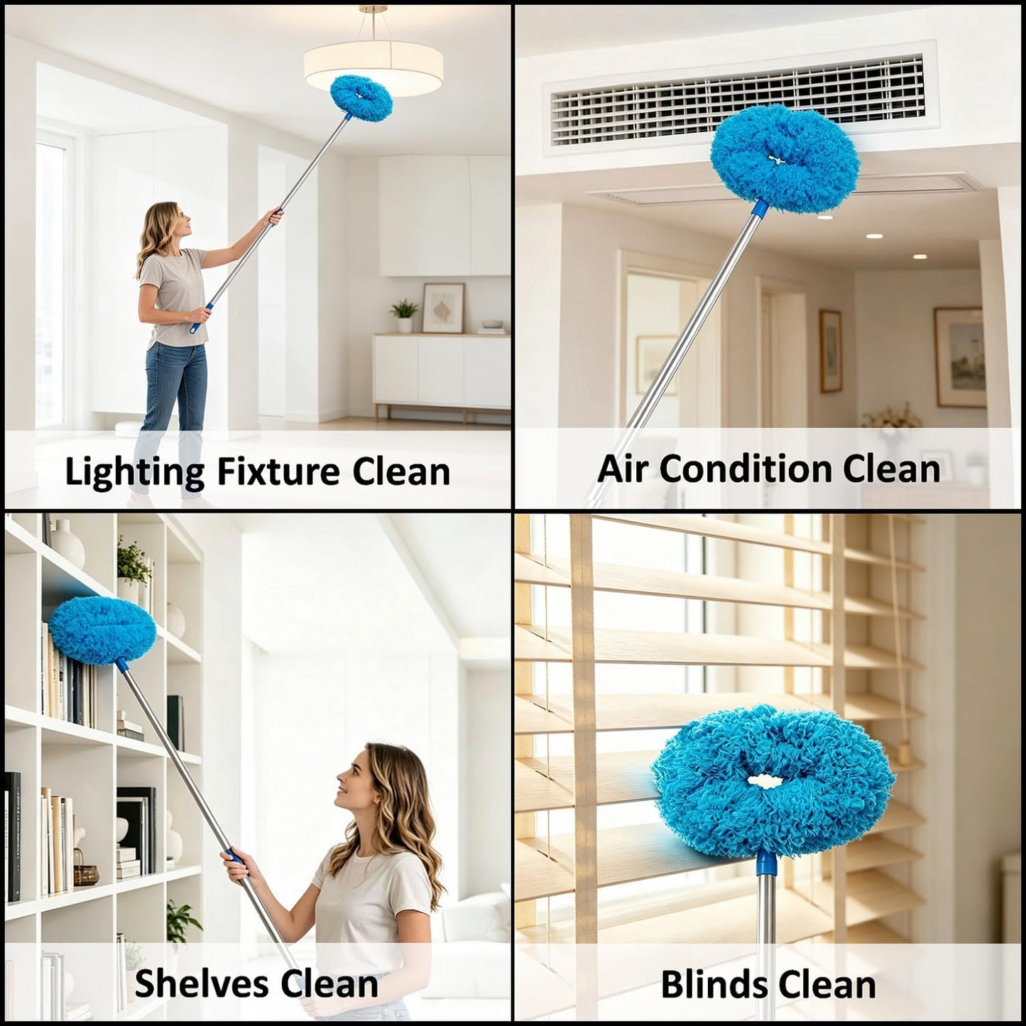 64.15" Adjustable Ceiling Fan Duster,Washable Reusable Microfiber,Ladderless