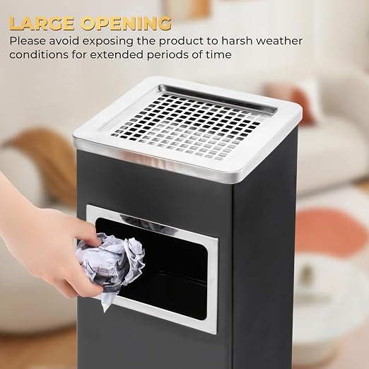 Trash Can Outdoor Waste Container Square Stainless Steel Trash Can - Image 3