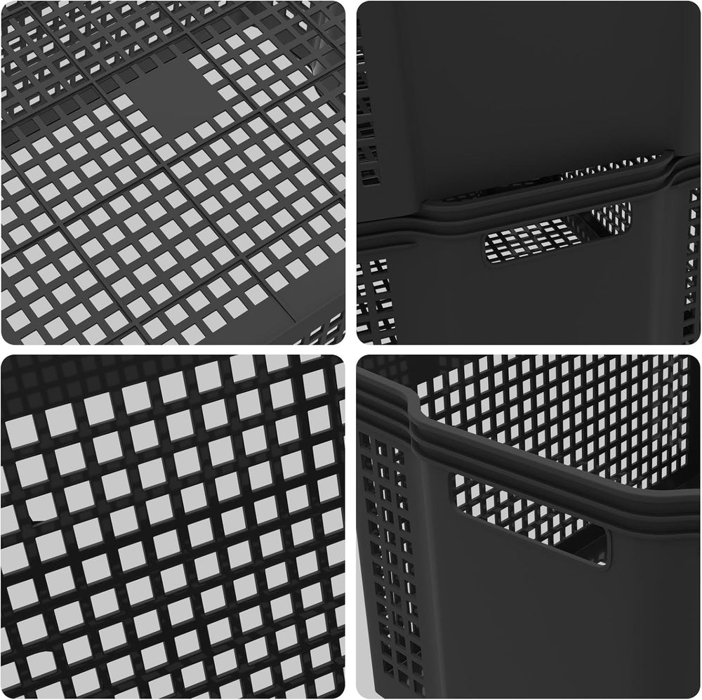 6-Pack Stackable Storage Baskets, Large Woven Plastic Organizer