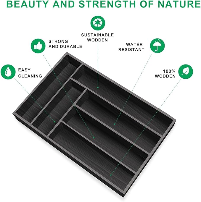 Small Silverware Organizer Utensil Tray 13"x9" Kitchen Drawer Organizers and - Image 7