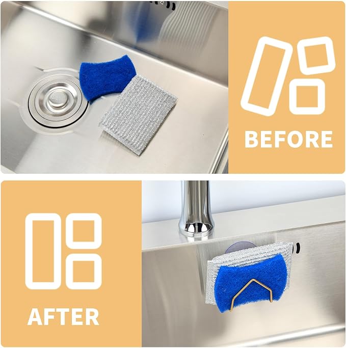 Snailhouse Sponge Holder for Kitchen Sink, 2 Pack Suction Cup Stainless Steel - Image 5