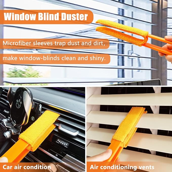 4 Pack Microfiber Blinds Duster, 4 Removable and Washable Sleeves, Cleaner - Image 4