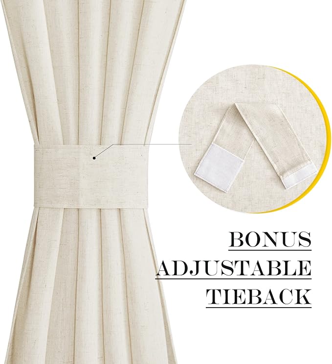 NICETOWN Natural Door Curtain for French Door, Thick Linen Blended Light - Image 2