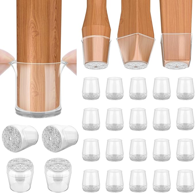 BALEINE 24 Pack Silicone Chair Leg Floor Protectors, Stool Leg Protectors Cap by BALEINE