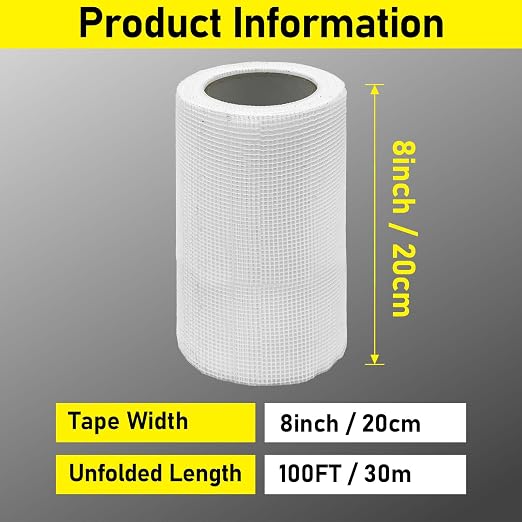 8" 100 Feet Drywall Joint Tape, Self-Adhesive Encrypted Fiberglass Drywall - Image 2