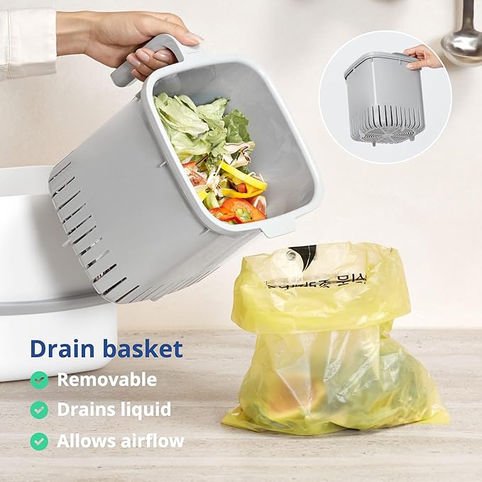 Blue Ginkgo Kitchen Compost Bin – Filter-Free, Odor-Tight Countertop Food Waste - Image 5