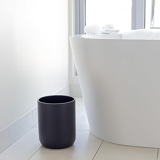 Matte Black Round Compact Trash Can Mini, 2 Gallons / 7.5L Garbage Bin - Image 7
