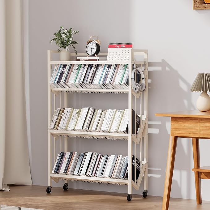 Book Carts 4 Tier 46.5x35.4x9.84 in Rolling Book Cart Large Capacity Bookshelf - Image 9