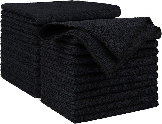 AIDEA Microfiber Cleaning Cloth Black 20PK, Microfiber Towels by AIDEAHOME