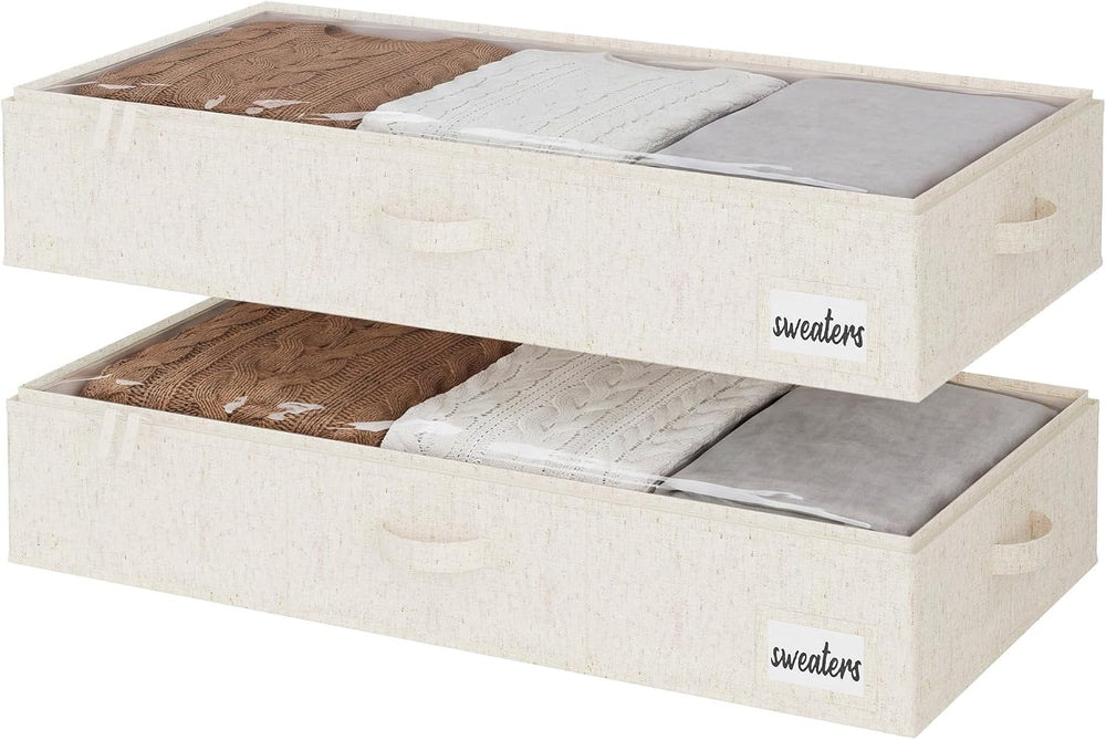 StorageWorks 6 Inch Low Profile Under Bed Storage Containers with Clear Lid