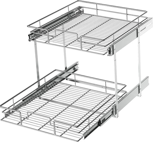 LOVMOR 2 Tier Individual Pull Out Cabinet Organizer 19½" W x 21½" D, Slide Out by LOVMOR