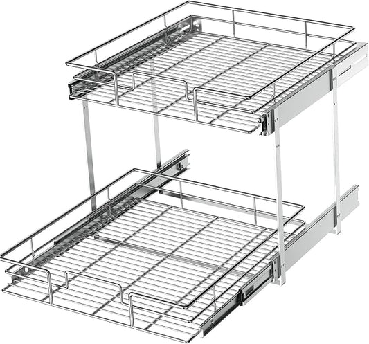 LOVMOR 2 Tier Individual Pull Out Cabinet Organizer 22½" W x 21½" D, Slide Out by LOVMOR