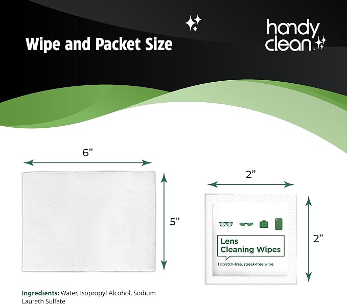 HandyClean Pre-Moistened Lens Cleaning Wipes, Eyeglass Wipes, Screen Wipes - Image 3