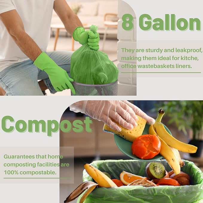 Compostable 8 Gallon Trash Bags Compost Small Garbage Bag Extra Thick 0.87 Mil - Image 6
