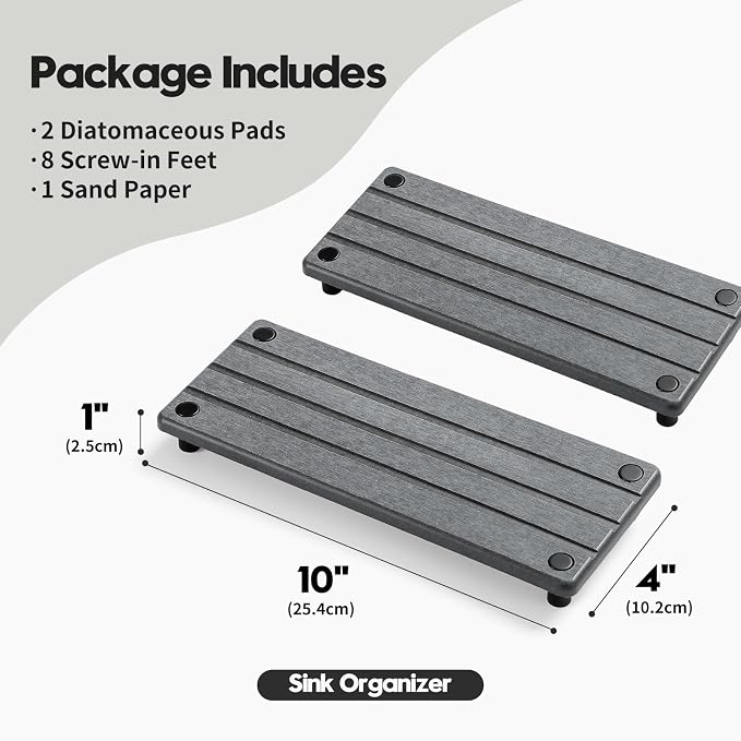 2 Pack Fast Drying Water Absorbing Diatomite Stone Mat Tray - Image 2