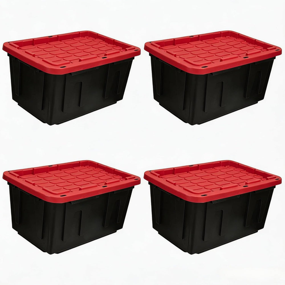 4-Pack 27 Gallon Heavy Duty Storage Bins Durable Polypropylene Plastic with S...