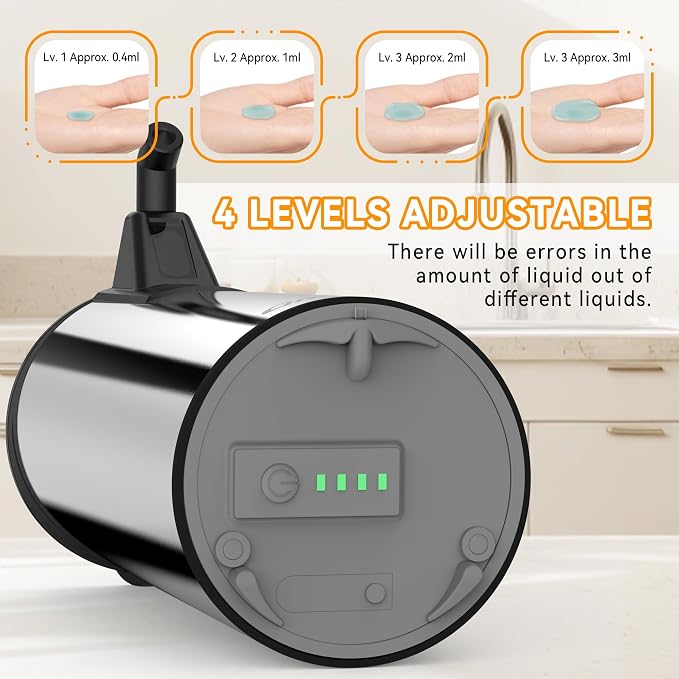 Automatic Soap Dispenser, Stainless Steel Material, Rechargeable Touchless Hand - Image 4