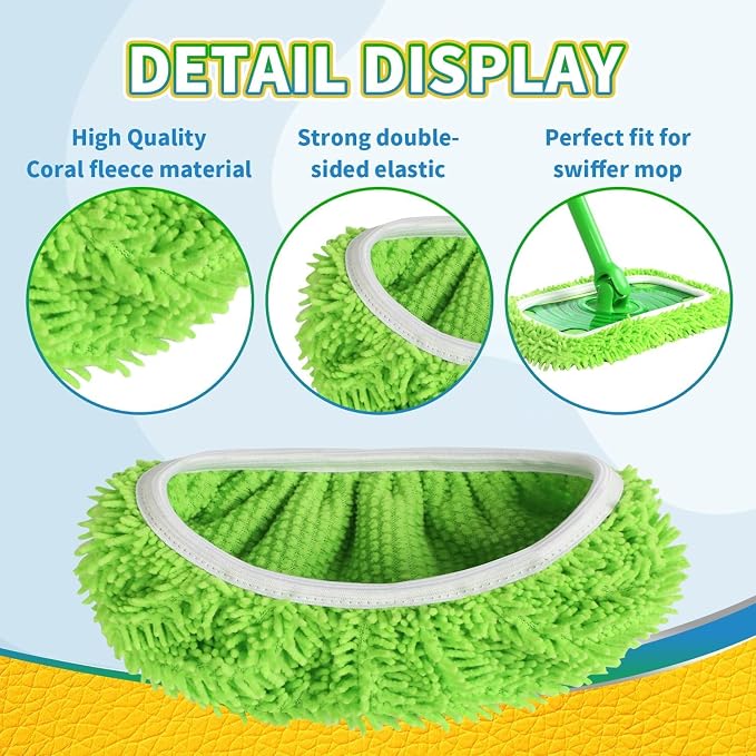 Reusable Microfiber Mop Pads Washable Wet & Dry Sweeping Cloths Mop Head - Image 2