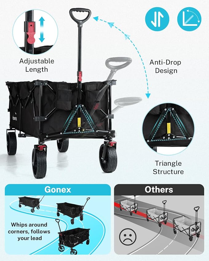 Gonex 48''L Collapsible Foldable Heavy Duty Oversized Wagon - Image 5