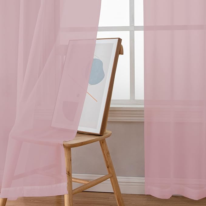 Chyhomenyc Sheer Curtains 72 Inch Length 2 Panels, Light Filtering Top Dual Rod - Image 3