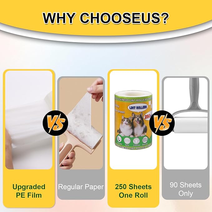 Lint Rollers 2 Pack for Pet Hair 500 Sheets Extra Sticky Pet Hair Remover for - Image 5