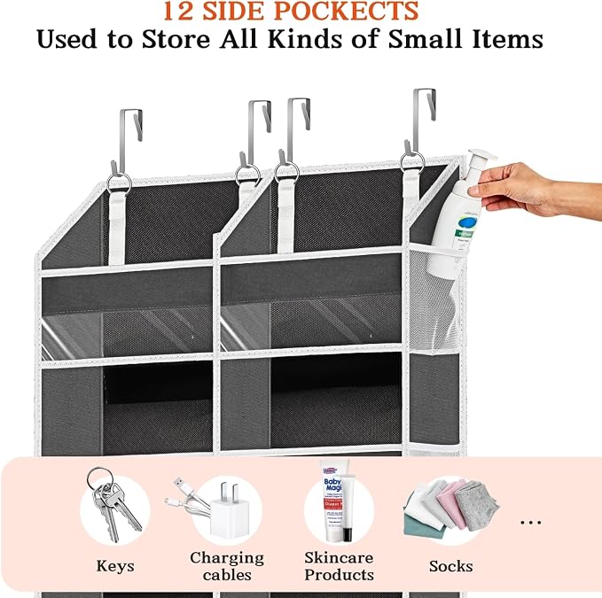 Over the Door Organizer 6 Tiers, Extra Large Behind Door Storage of 12 - Image 5