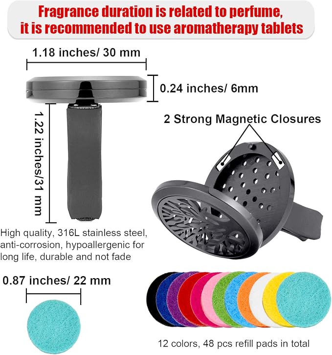 2 Pieces 316L Car Aromatherapy Oil Diffuser Air Freshener - Image 2