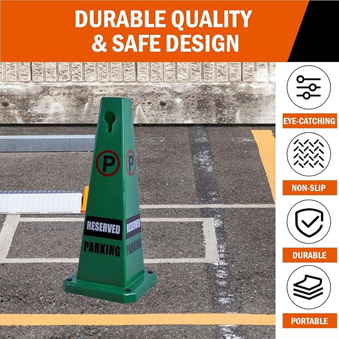 8-Pack 26.5" Caution Cones, 4-Sided Visible Safety Signs - Image 4