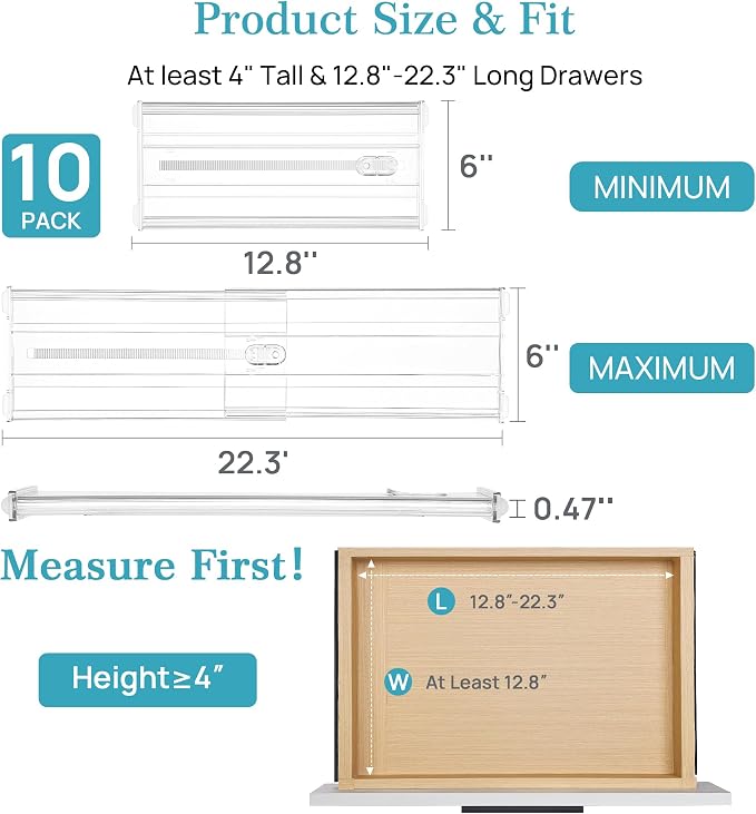Vtopmart 10 Pack 6" Tall Upgrade Drawer Dividers - Image 2