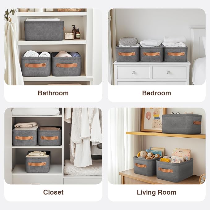 Large Storage Baskets for Shelves 3 Packs, Fabric Storage Bins for Shelves - Image 2