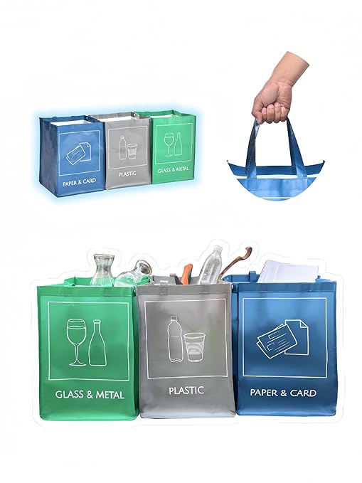YOUNG DA Reusable Recycle Bags, 3-Piece Separate Recycling Bin Set by YOUNG+DA