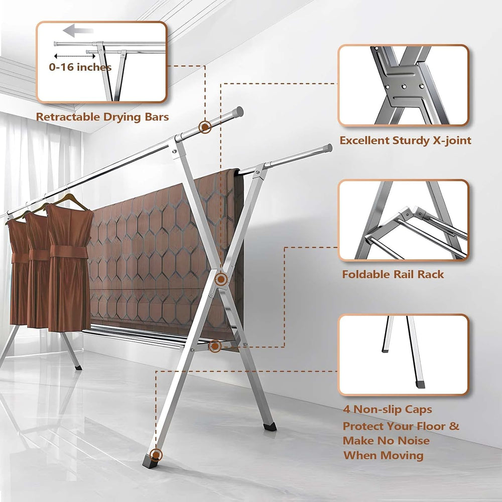 JAUREE Clothes Drying Rack 2 Tiers, Heavy Duty Drying Rack Clothing Folding I...