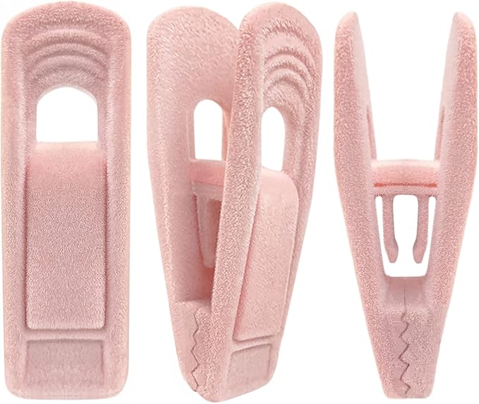 Light Pink Velvet Hangers, Non-Slip Strong Hanger Clips by TOFIIGREM