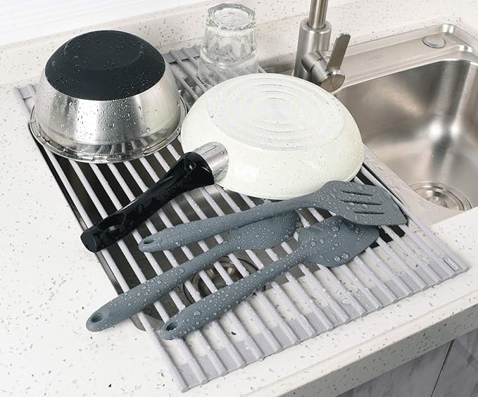 Surpahs Over Sink Foldable Multipurpose Roll-Up Dish Drying Rack, Silicone - Image 3